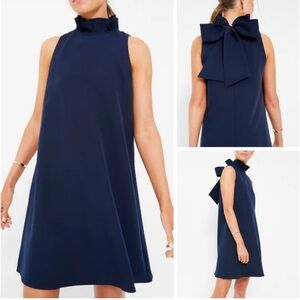 Tuckernuck Pomander Place Blythe Mini Swing Dress Navy Blue Bow Ruffle Collar S